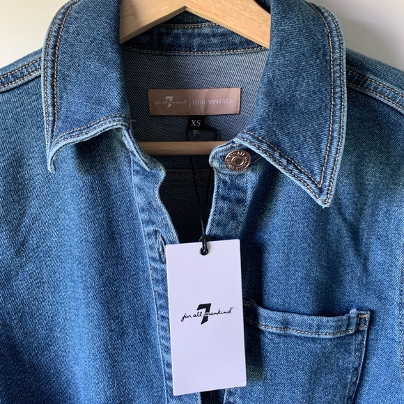 7 for all Mankind vintage cropped denim jumpsuit - Picture 7 of 15